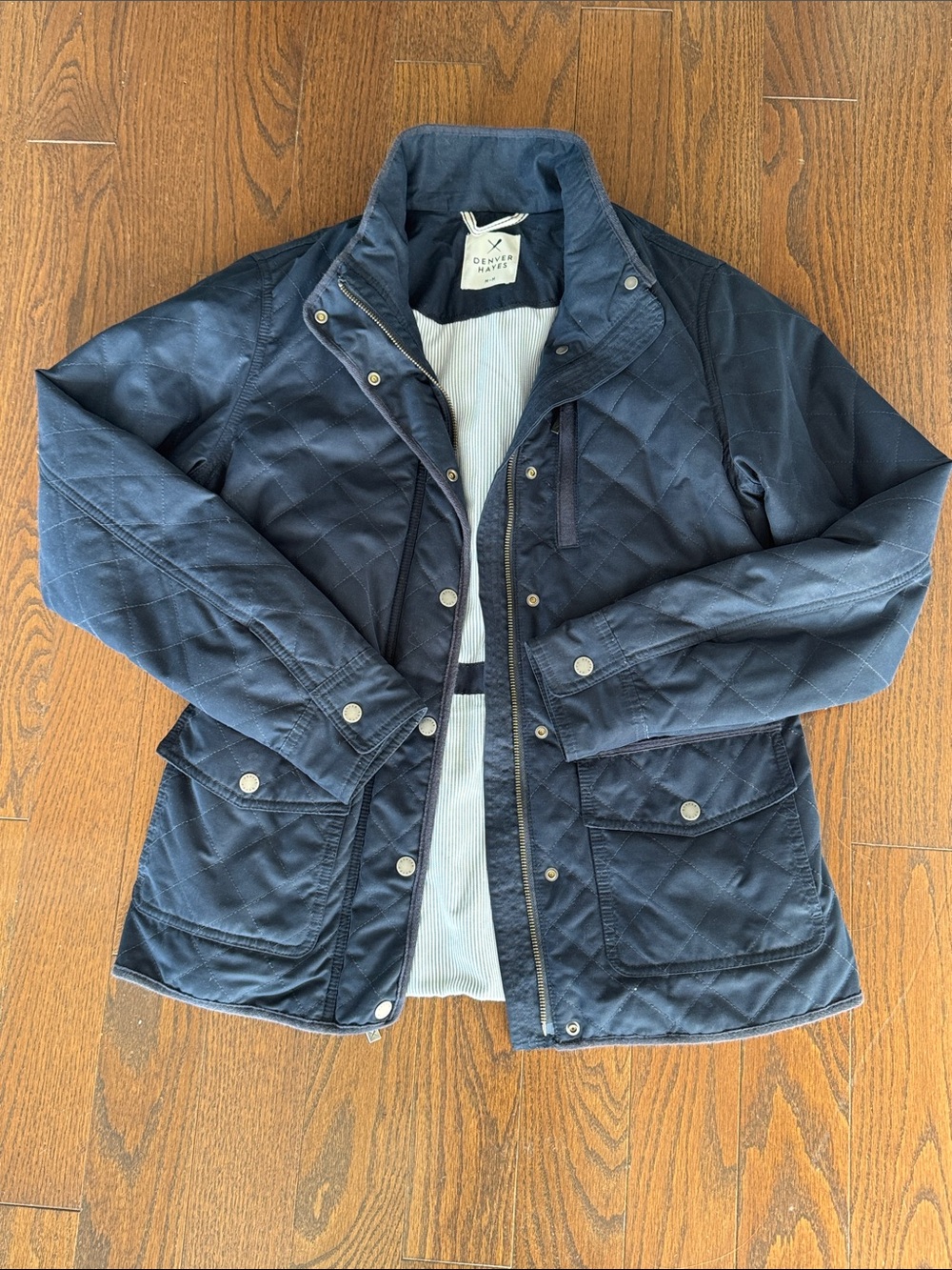Denver Hayes Quilted Navy Utility Jacket with Snap Pockets